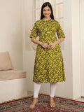 Cotton Printed A-Line Mandarin Collar Kurta