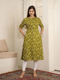 Cotton Printed A-Line Mandarin Collar Kurta