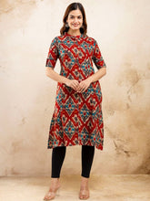 Ethnic Motifs Cotton Mandarin Collar A-Line Kurta
