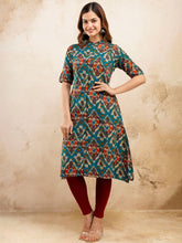 Ethnic Motifs Printed Cotton Mandarin Collar A-Line Kurta