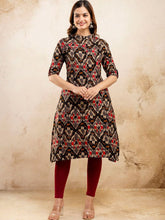 Ethnic Motifs Printed Cotton Mandarin Collar A-Line Kurta