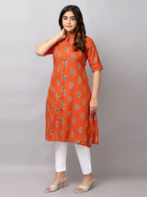 Paisley Printed Mandarin Collar Pure Cotton A-Line Kurta