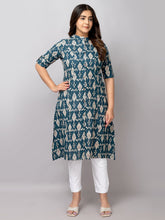 Geometric Printed High Slit Pure Cotton A-Line Kurta