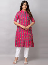 Printed Pure Cotton Mandarin Collar Ethnic A-Line Kurta