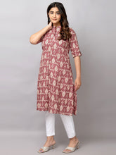Geometric Printed Mandarin Collar Pure Cotton A-Line Kurta