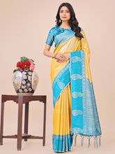 Linen Zari Work Traditional Tassel Saree