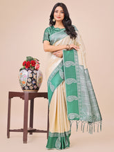 Linen Cotton Woven Zari Work Traditional Tassel Saree