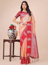 Linen Cotton Woven Zari Work Traditional Tassel Saree