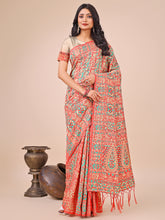 Cream Cotton Saree with Zari Work & Traditional Tassels