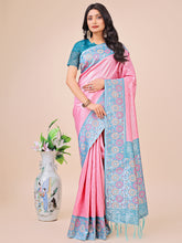 Royal Pink Lichi Silk Saree with Grand Zari Weaving & Tassels