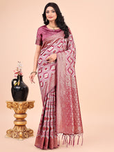 Pink Cotton Woven Zari Work Traditional Tassel Saree
