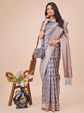 Linen Cotton Woven Zari Work Traditional Tassel Saree