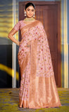 Attractive Pink Color Banarasi Silk Saree
