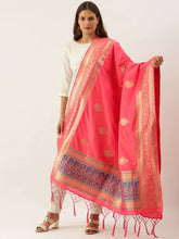 Ideal Rani Pink Banarasi silk Weaving Work Traditional Tassel Dupatta