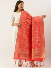 Ideal Orange Banarasi silk Weaving Work Traditional Tassel Dupatta