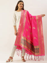 Ideal Pink Banarasi silk Weaving Work Traditional Tassel Dupatta