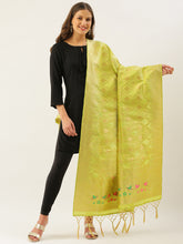 Amazing Pista Green Banarasi silk Weaving Work Traditional Tassel Dupatta