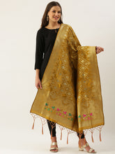 Adorning Mehendi Green Banarasi silk Weaving Work Traditional Tassel Dupatta