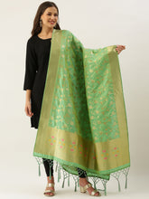 Amazing Green Banarasi silk Weaving Work Traditional Tassel Dupatta