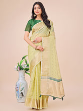 Elegant Organza Zari Work Saree with Traditional Tassels