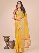 Stunning Yellow Organza Saree with Golden Border
