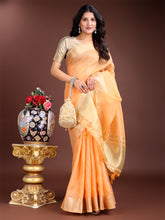 Elegant Peach Ready to Wear Cotton Saree with Golden Border