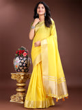 Traditional Ethnic Look Yellow Ready to Wear Cotton Saree