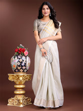 Elegant Grey Ready to Wear Cotton Saree with Golden Border