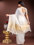 Elegant Grey Ready to Wear Cotton Saree with Golden Border