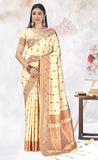 Divine Cream Color Fancy Silk Saree