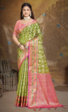 Amazing Olive Green Color Soft Silk Saree