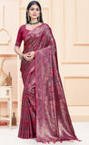 Dazzling Rani Color Satin Silk Saree