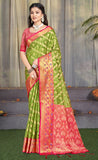 Enchanting Olive Green Color Soft Silk Saree