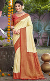 Soulful Cream Color Soft Silk Saree