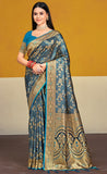 Regal Blue Color Soft Satin Silk Saree