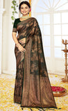 Dark Green Satin Silk Saree