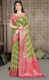 Timeless Olive Green Color Soft Silk Saree