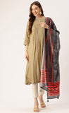 Adorning Grey Cotton Printed Traditional Tassel Dupatta