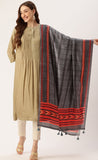 Adorning Grey Cotton Printed Traditional Tassel Dupatta