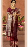 Divine Wine Color Satin Silk Saree