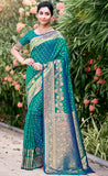 Admirable Sky Blue Color Fancy Silk Saree