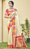 Blossom Cream Color Soft Silk Saree