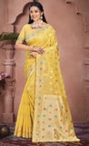Amazing Yellow Color Cotton Silk Saree
