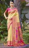 Divine Cream Color Patola Silk Saree