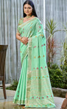Staring Pista Green Color Soft Cotton Saree