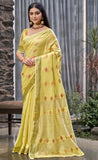 Gorgeous Yellow Color Soft Linen Saree