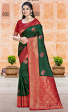 Exclusive Bottle Green Color Soft Silk Saree