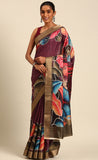 Amazing Wine Color Cotton Printed Saree
