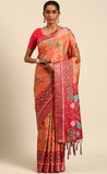 Amazing Orange Color Cotton Printed Saree