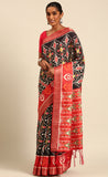 Amazing Printed Black Color Cotton Saree